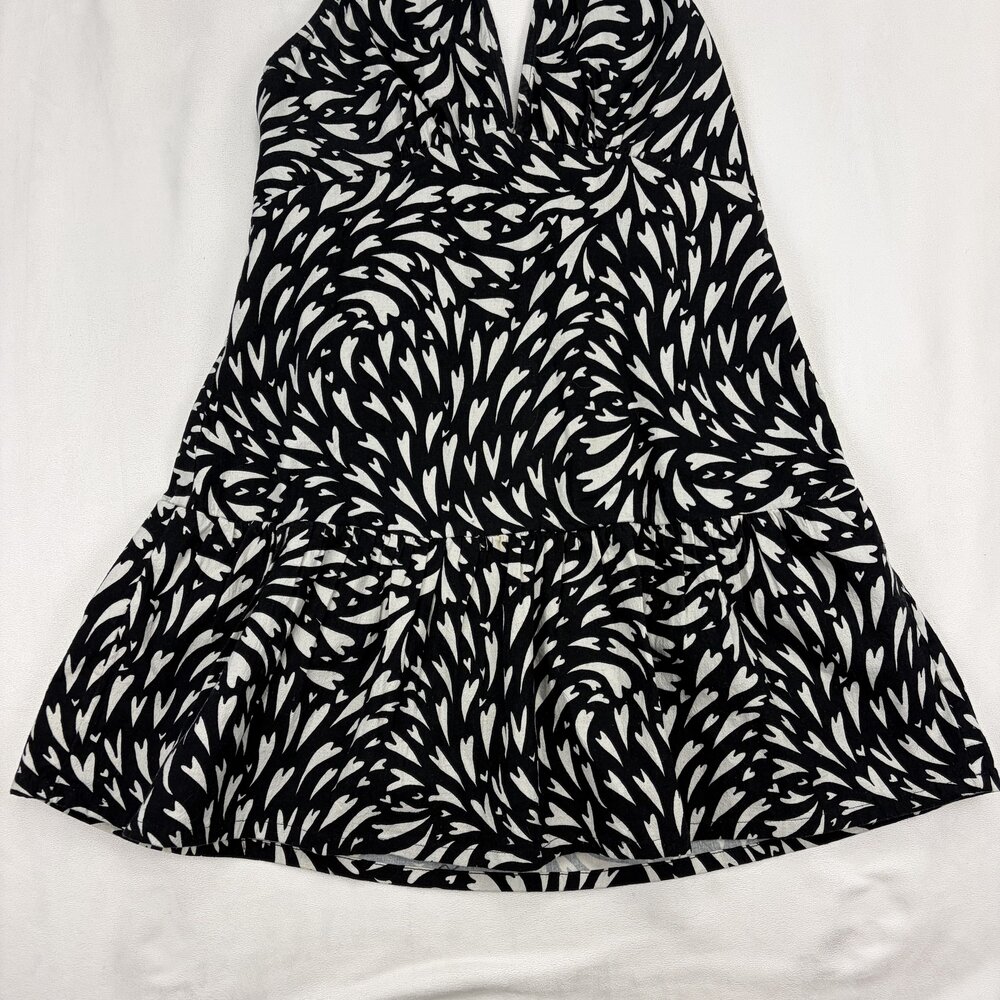 Free‎ People Halter Backless Ruffle Hem Mini Dress Black/White L - Picture 8 of 11